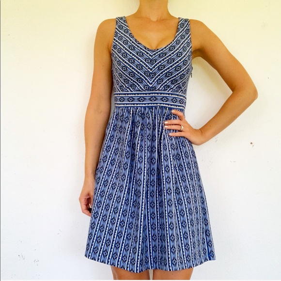 Anthropologie Maeve blue tribal pocket dress - Picture 3 of 6